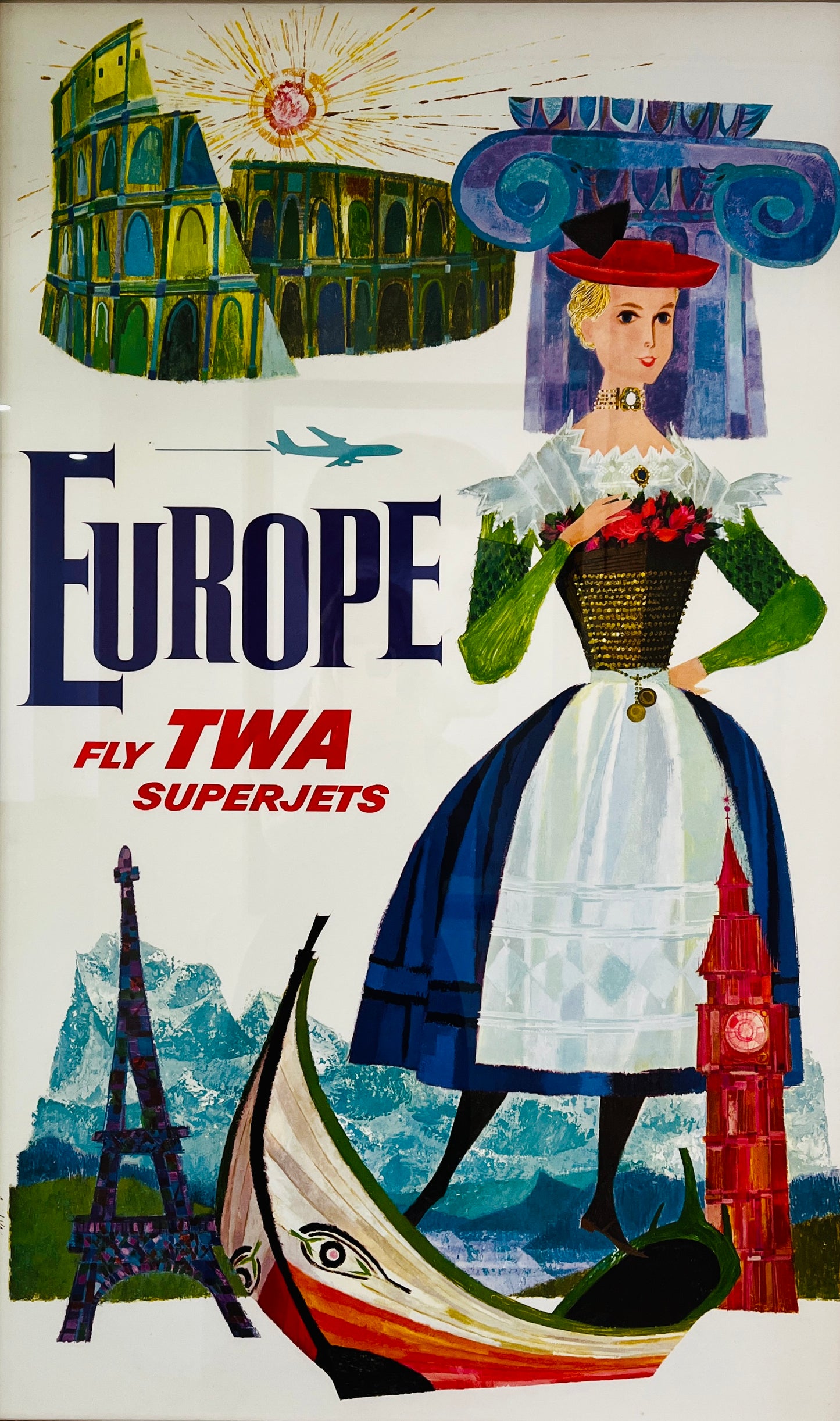 TWA Europe Vintage Poster